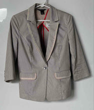Load image into Gallery viewer, White House Black Market Womens Black White Striped One-Button Blazer Size 4
