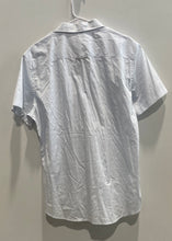 Load image into Gallery viewer, Calvin Klein Mens Blue Striped Short Sleeve Slim Fit Button-Up Shirt Size Large
