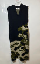 Load image into Gallery viewer, DKNY Womens Black Camouflage Print Sleeveless V-Neck Knitted Sheath Dress Size M
