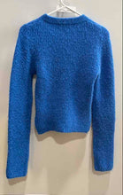 Load image into Gallery viewer, Zara Womens Blue Long Sleeve Crew Neck Stretch Side Splits Pullover Sweater Sz M

