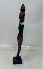 Load image into Gallery viewer, Lot Of 2 Handmade African Ebony Wood Statues Beaded Maasai Tribe Figures
