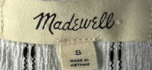 Load image into Gallery viewer, Madewell Womens White Black Striped Short Puff Sleeve Peplum Blouse Top Size S
