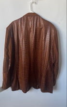 Load image into Gallery viewer, Stacy Adams Womens Brown Croc Embossed Long Sleeve Two-Button Blazer Size 3X
