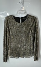 Load image into Gallery viewer, Banana Republic Womens Gold Metallic Long Sleeve Round Neck Blouse Top Size M
