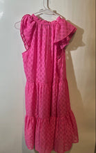 Load image into Gallery viewer, Tommy Hilfiger Womens Pink Geometric Ruffle Neck Tiered A-Line Dress Size 2

