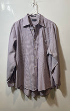 Load image into Gallery viewer, Lands' End Mens White Purple Striped Print Long Sleeve Dress Shirt Size 16 1/2
