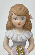 Load image into Gallery viewer, Enesco Growing Up Birthday Girls 8 Year Old Brown Hair Porcelain Figurine
