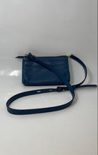 Load image into Gallery viewer, Michael Kors Womens Blue Pebbled Leather Double Zip Phone Tab Crossbody Bag
