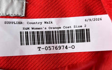 Load image into Gallery viewer, H&amp;M Womens Orange Long Sleeve Pockets Collared Regular Fit Overcoat Size 2
