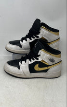 Load image into Gallery viewer, Nike Kids Air Jordan 1 Mid Black Gold Mid Top Lace-Up Sneaker Shoes Size 6.5Y
