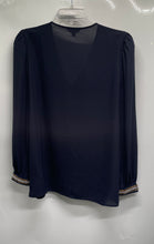 Load image into Gallery viewer, Express Womens Navy Blue Long Sleeve V-Neck Pullover Blouse Top Size L
