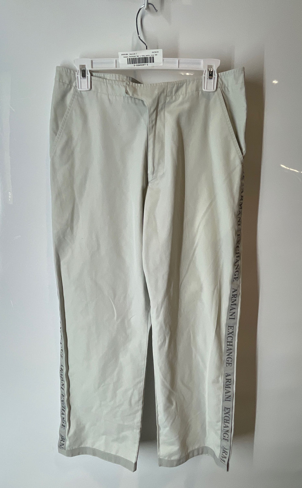 Armani Exchange Mens Gray Flat Front Slash Pocket Trouser Pants Size 32R