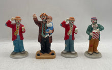 Load image into Gallery viewer, Lot Of 4 Pcs Flambro Emmett Kelly Jr Going My Way Popcorn Time Clown Figurines
