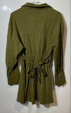 Load image into Gallery viewer, Zara Womens Green Long Sleeve Button Front Belted Shirt Dress Size Small
