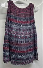 Load image into Gallery viewer, Lucky Brand Womens Red Blue Printed Sleeveless Tie-Neck Blouse Top Size M
