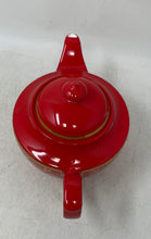 Load image into Gallery viewer, Teavana Red Gold Trim Fine Bone China Tableware Engraved Serving Teapot
