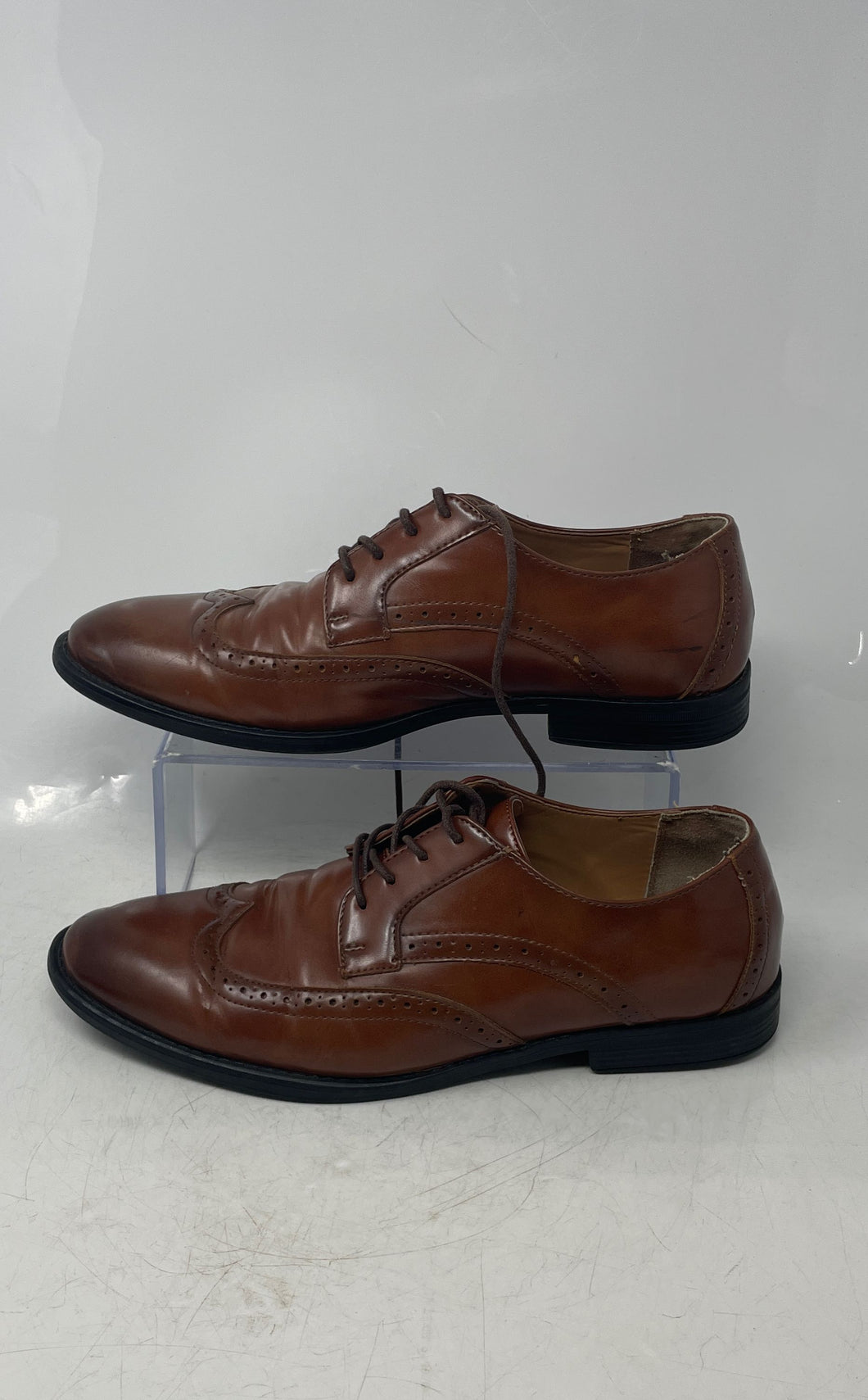 Alfani Mens Leyden Brown Leather Lace-Up Low Top Oxford Dress Shoes Size 9 M