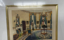Load image into Gallery viewer, Framed 1985 Ronald Reagan White House Art Holiday Greeting Card Blue Room Paper
