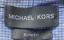 Load image into Gallery viewer, Michael Kors Mens Blue Plaid Long Sleeve Slim Fit Button-Up Shirt Size M
