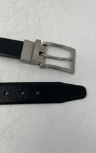 Load image into Gallery viewer, Unbranded Mens Black Leather Silver-Tone Square Buckle Adjustable Dress Belt
