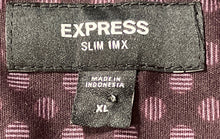 Load image into Gallery viewer, Express Mens Purple Printed 1MX Long Sleeve Slim Fit Collared Dress Shirt Sz XL
