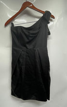 Load image into Gallery viewer, BCBGMAXAZRIA Womens Black One Shoulder Ruffled Back Zipper Mini Dress Size 4
