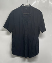 Load image into Gallery viewer, Express Mens Black Short Sleeve Pocket Spread Collar Button-Up Shirt Size Large
