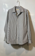 Load image into Gallery viewer, Michael Kors Mens White Black Striped Print Long Sleeve Dress Shirt Size 17
