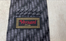 Load image into Gallery viewer, Versani Mens Gray Geometric Adjustable Keeper Loop Formal Pointed Tie One Size
