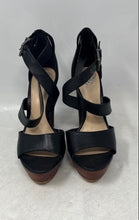 Load image into Gallery viewer, Vince Camuto Womens Black Leather Block Heel Platform Strappy Sandals Size 6.5M
