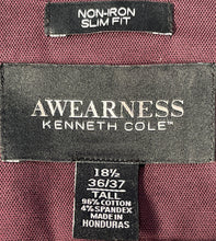 Load image into Gallery viewer, Kenneth Cole Awearness Mens Wine Long Sleeve Slim Fit Dress Shirt Size 18.5 Tall
