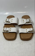 Load image into Gallery viewer, Mila Paoli Womens Beige White Leather Adjustable Flat Heels Slip-On Sandals Sz 9
