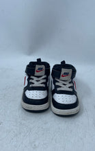 Load image into Gallery viewer, Nike Kids Court Borough 2 Mid Black White Red Hook &amp; Loop Sneaker Shoes Size 5C
