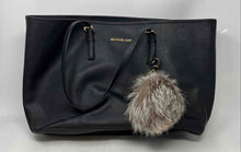Load image into Gallery viewer, Michael Kors Womens Black Saffiano Leather Double Handle Pom-Pom Tote Handbag
