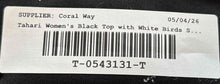 Load image into Gallery viewer, T Tahari Womens Black White Bird Print Long Sleeve Button-Up Shirt Size Medium
