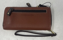 Load image into Gallery viewer, Stone Mountain Womens Brown Leather Side Wristlet Strap Zip-Around Wallet
