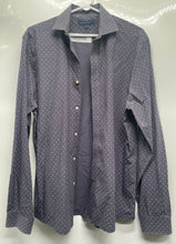 Load image into Gallery viewer, Tommy Hilfiger Mens Blue Printed Cotton Long Sleeve Collared Dress Shirt Size L
