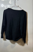 Load image into Gallery viewer, Liv Milano Womens Black Heart Shiny Stone Long Sleeve Pullover Sweater Size L
