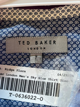 Load image into Gallery viewer, Ted Baker Mens Sky Blue Spread Collar Long Sleeve Pockets Dress Shirt Size 7
