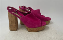 Load image into Gallery viewer, Guess Womens Pink Suede Open Toe High Block Cork Platform Heels Size 9
