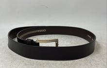 Load image into Gallery viewer, Fossil Mens Brown Golden Tone Buckle Leather Adjustable Dress Belt Size 95/38
