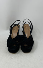 Load image into Gallery viewer, Sam Edelman Womens Kristen Black Suede Knotted Block Heel Platform Sandals Sz 6
