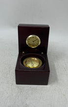 Load image into Gallery viewer, Brown Quartz Wood Clock &amp; Compass In Small Box Not Tested
