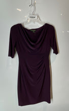 Load image into Gallery viewer, Lauren Ralph Lauren Womens Purple Short Sleeve Cowl Neck Sheath Dress Size 6P
