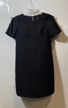 Load image into Gallery viewer, Ann Taylor Womens Black Short Sleeve Round Neck Back Button Shift Dress Size 00P
