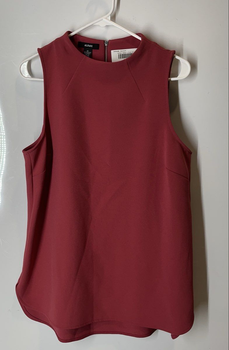 Alfani Womens Pink Sleeveless Round Neck Back-Zip Blouse Top Size 10