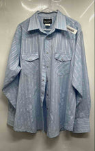 Load image into Gallery viewer, Wrangler Mens Blue Striped Long Sleeve Spread Collar Button-Up Shirt Size XL
