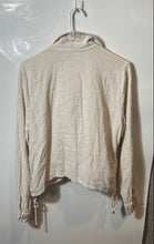 Load image into Gallery viewer, Michael Kors Womens Brown Beige Striped Print Side Tie Button-Up Shirt Size L
