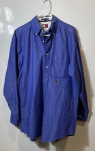 Load image into Gallery viewer, Tommy Hilfiger Mens Blue Cotton Long Sleeve Collared Dress Shirt Size 15 1/2
