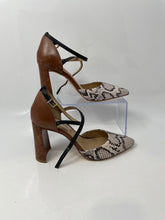 Load image into Gallery viewer, Antonio Melani Womens Whittley Multicolor Snakeskin Block Ankle Strap Heels Sz 6
